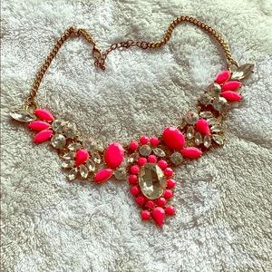 Pink and silver statement necklace